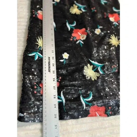 Forever 21 Mini dress sequins sparkling floral Large halter neck multicolor zip - Picture 9 of 11